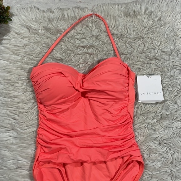 NWT La Blanca Island Goddess Twist Bandeau One-Piece Swimsuit Bird of Paradise - Picture 4 of 10